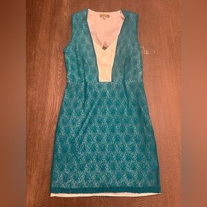 Altar'd State Teal and White Mini Dress